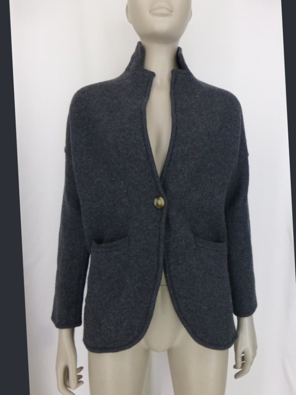Madewell 100% Merino Wool Dark Grey On Button Blazer Jacket (Size XS) - Picture 2 of 11